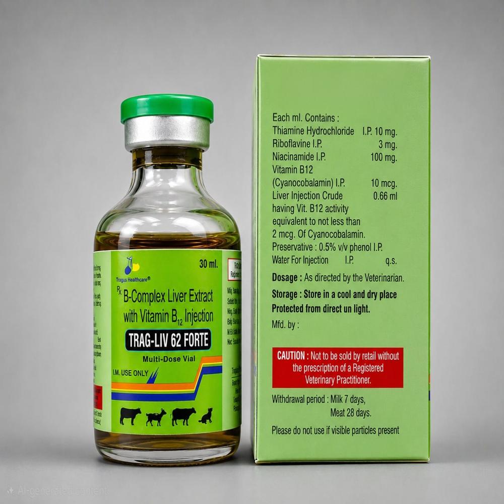 crude liver b12 injections Trag-liv Forte - 30 Ml / Thiamine Hydrochloride 10 Mg + Riboflavine 3 Mg + Niacinamide 100 Mg + Vitamin (cyanocobalamin) 110 Mcg + Injection 0.66 Ml at 63.00 INR at Best Price in Chandigarh iron and vitamins for cats