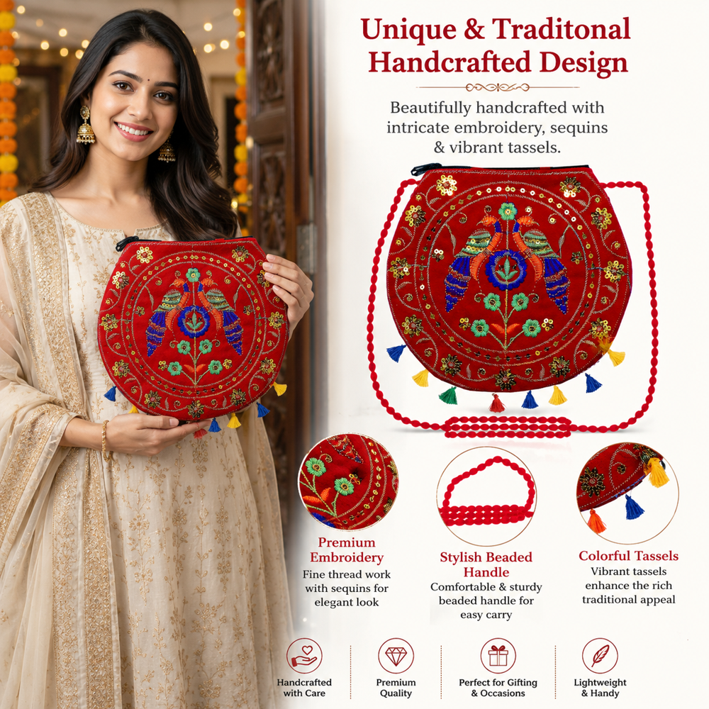 Hand Embroidered Ethnic Shoulder Bag for Women