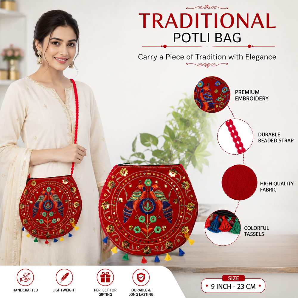 Hand Embroidered Ethnic Shoulder Bag for Women