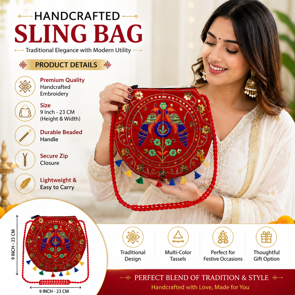 Traditional Designer Sling Purse for Women & Girls
