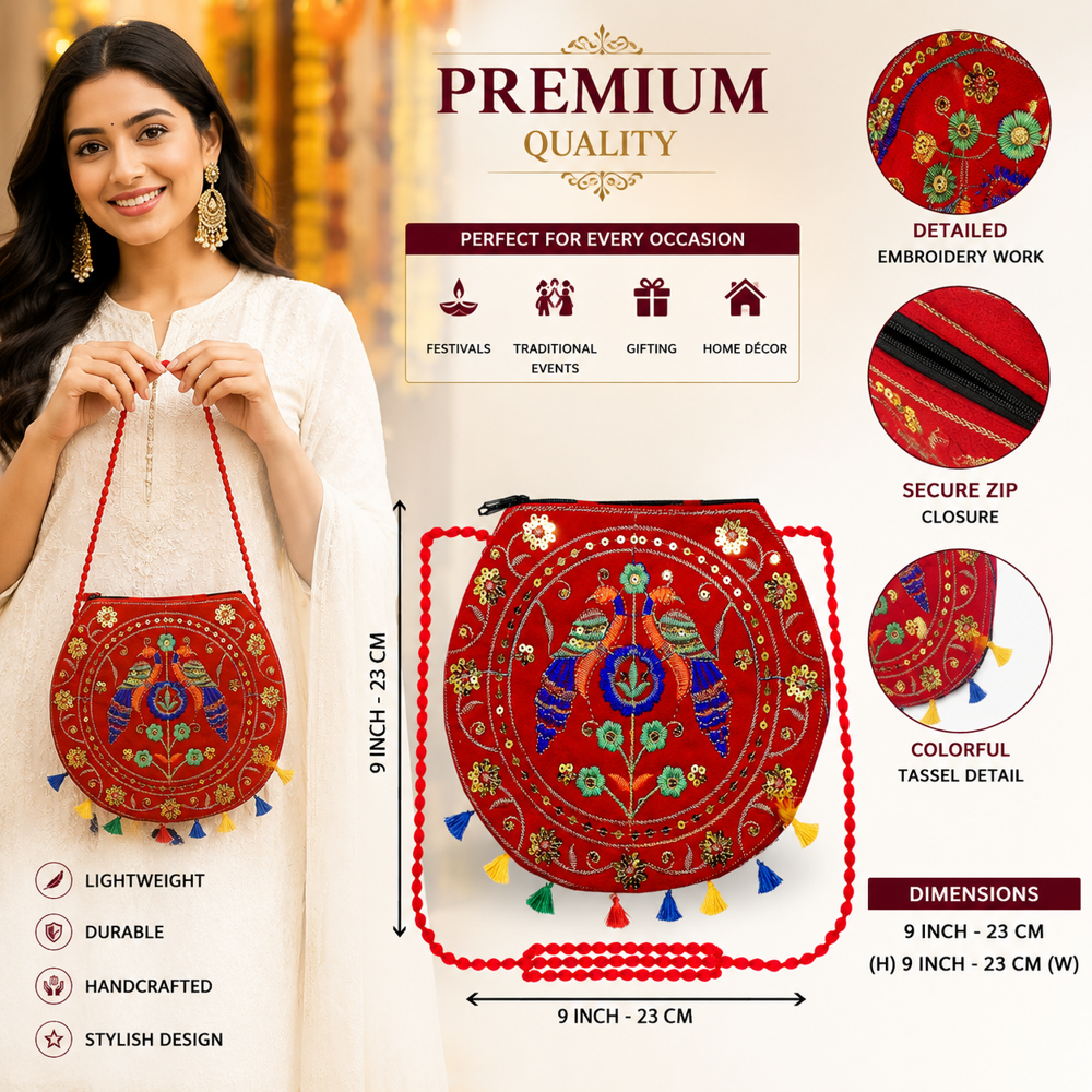 Women Designer Sling Bag with Traditional Embroidery