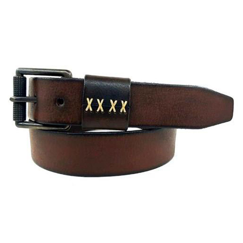 Grain Hand Finished Leather Belt With Zinc Buckle