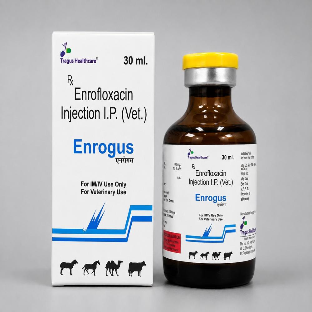 Enrofloxacin Ip (100mg/ml) / Enrogus - 30 Ml - Ingredients: Chemicals