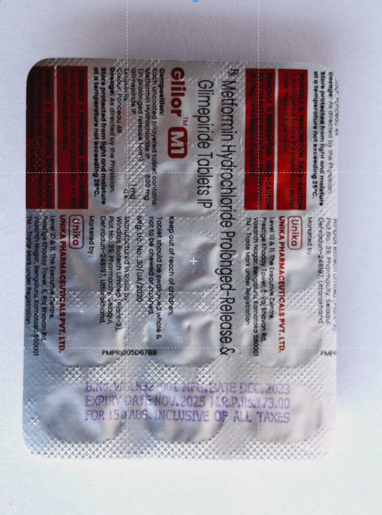 Metformin Hydrochloride Prolonged Release And Glimepiride Tablet IP