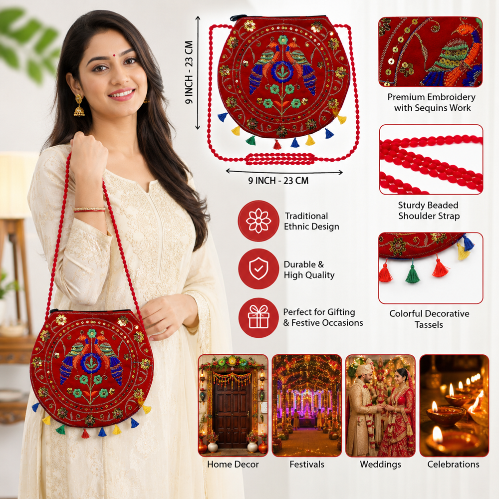 Women Handcrafted Ethnic Sling Bag for Daily Use