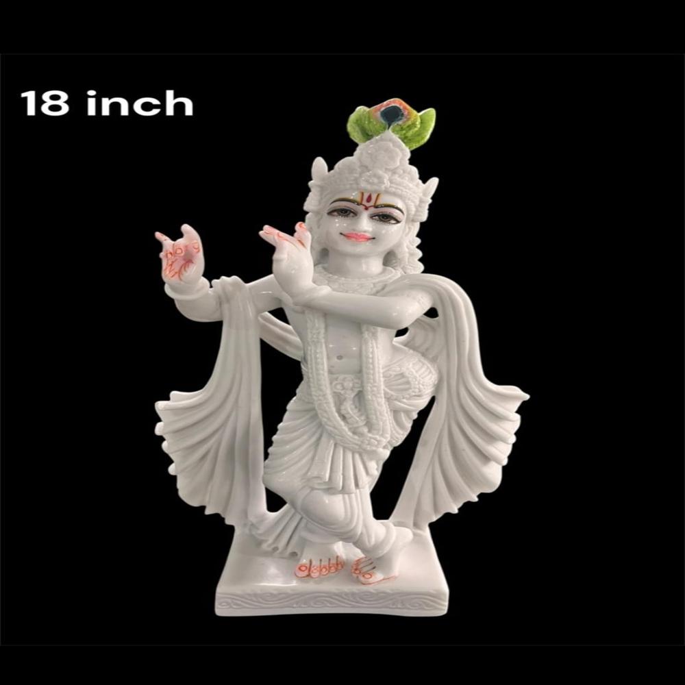 Radha Krishna White Marble Statue