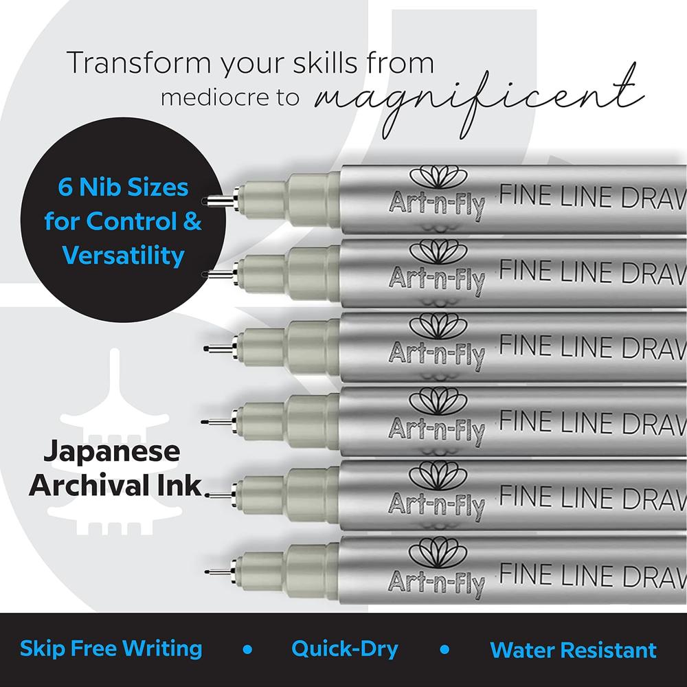 9 Pcs Pigment Liner Pen