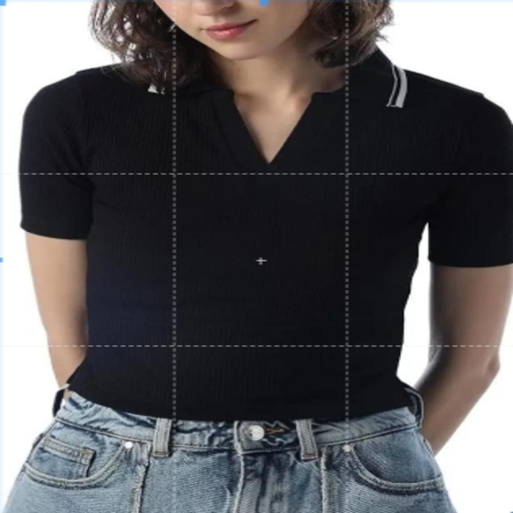 Export surplus women's black polo top
