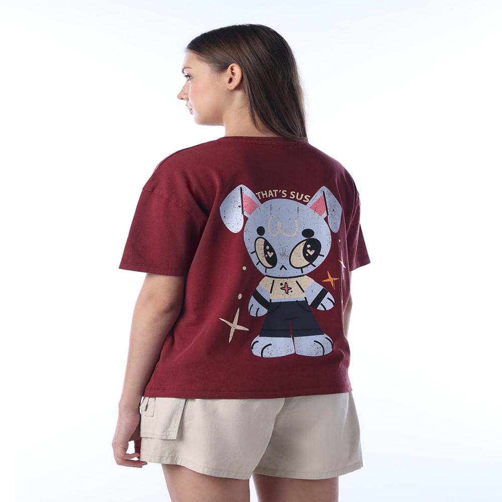 Export surplus ladies maroon graphic tshirt