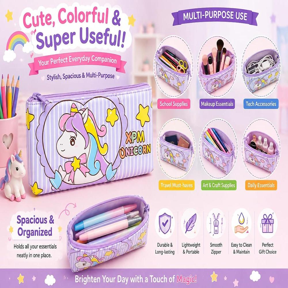 Unicorn Pouch - High-quality Plastic, Various Sizes Available | Modern Design, Stylish Unicorn Pattern, Organizes Stationery Items