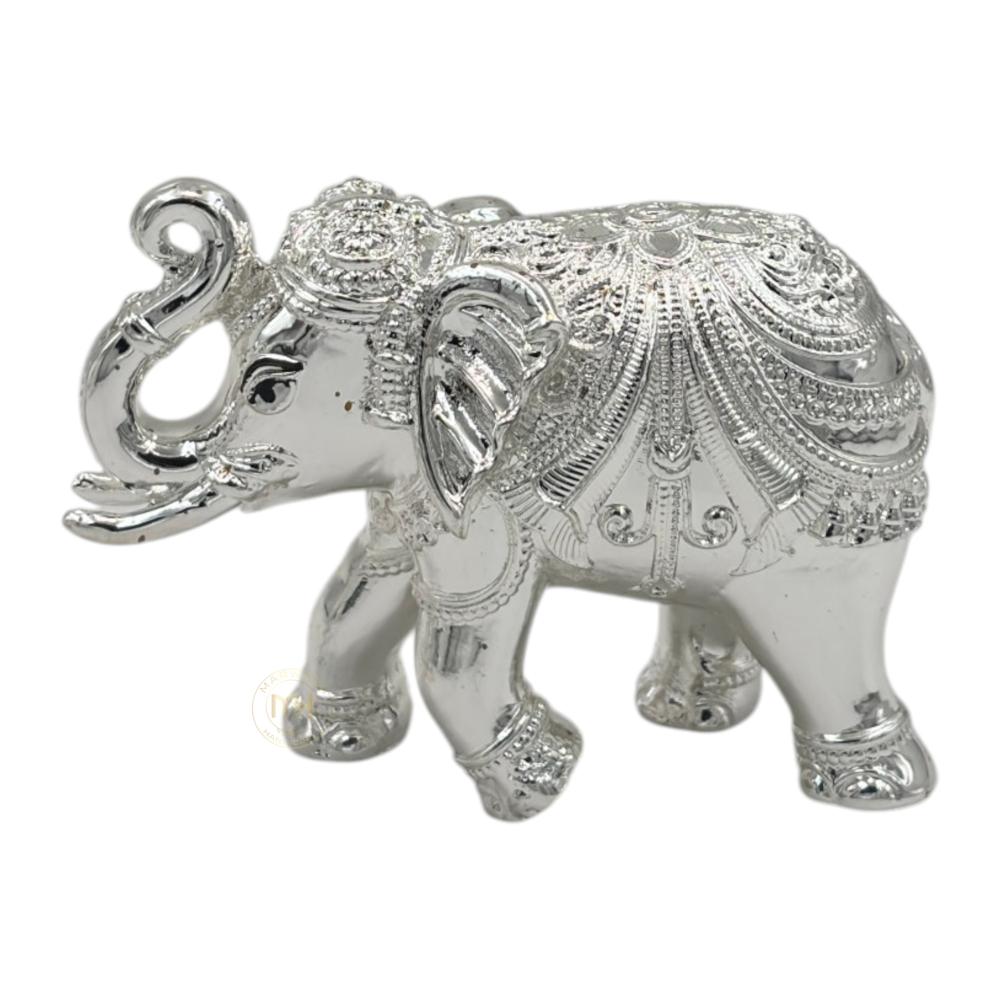Premium Silver Plated Elephant Pair Statue for Home Decor, Vastu, Pooja & Gifting