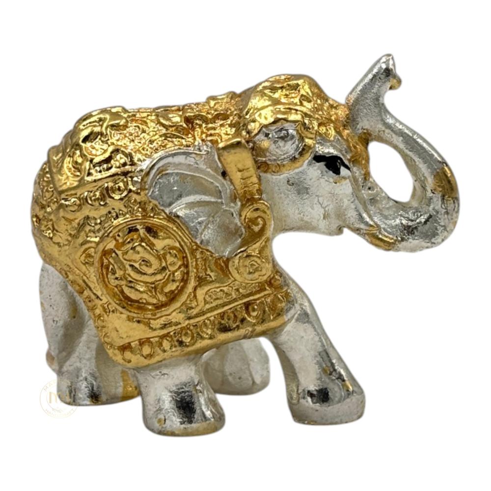 Premium Silver Gold Plated Elephant Pair Statue for Home Decor, Vastu, Pooja & Gifting