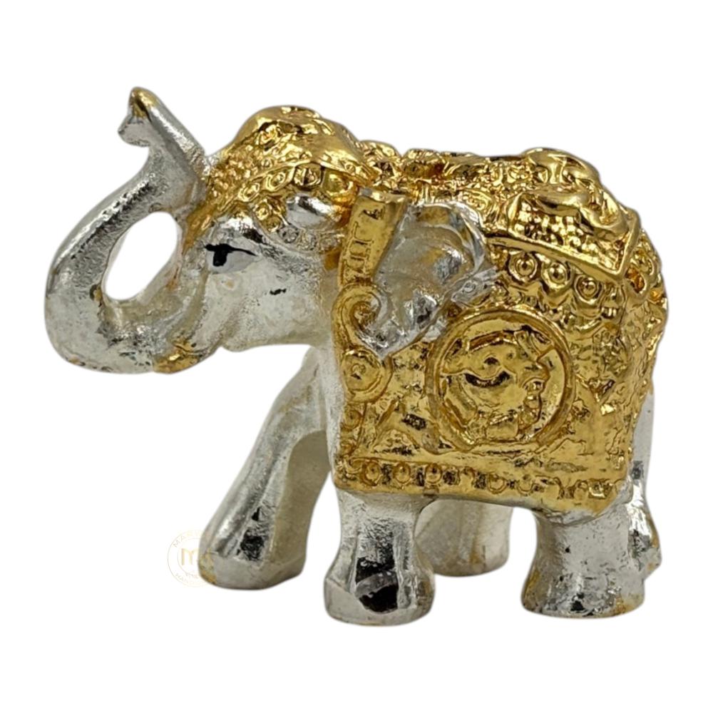 Premium Silver Gold Plated Elephant Pair Statue for Home Decor, Vastu, Pooja & Gifting