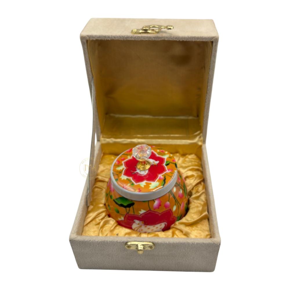 Premium Pichwai Decorative Dry Fruit & Mukhwas Jar with Gift Velvet Box for Home Decor & Gifting