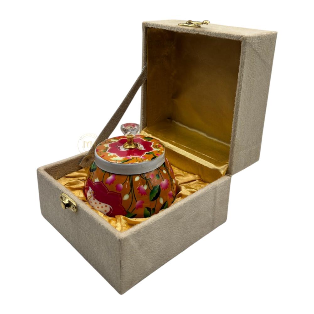 Premium Pichwai Decorative Dry Fruit & Mukhwas Jar with Gift Velvet Box for Home Decor & Gifting