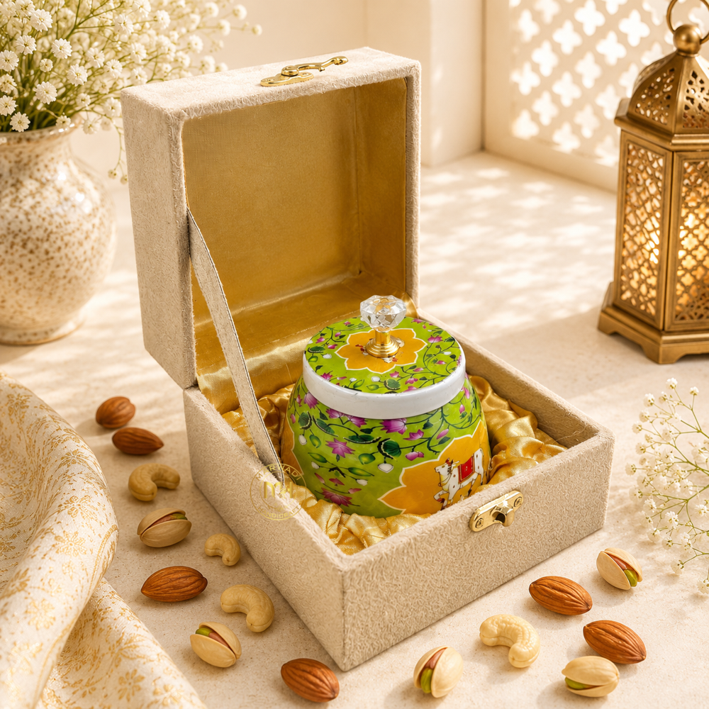 Decorative Dry Fruit & Mukhwas Jar with Gift Velvet Box for Home Decor & Gifting