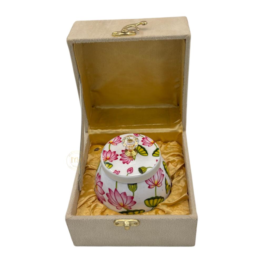 Premium Pichwai Decorative Dry Fruit & Mukhwas Jar with Gift Velvet Box for Home Decor & Gifting