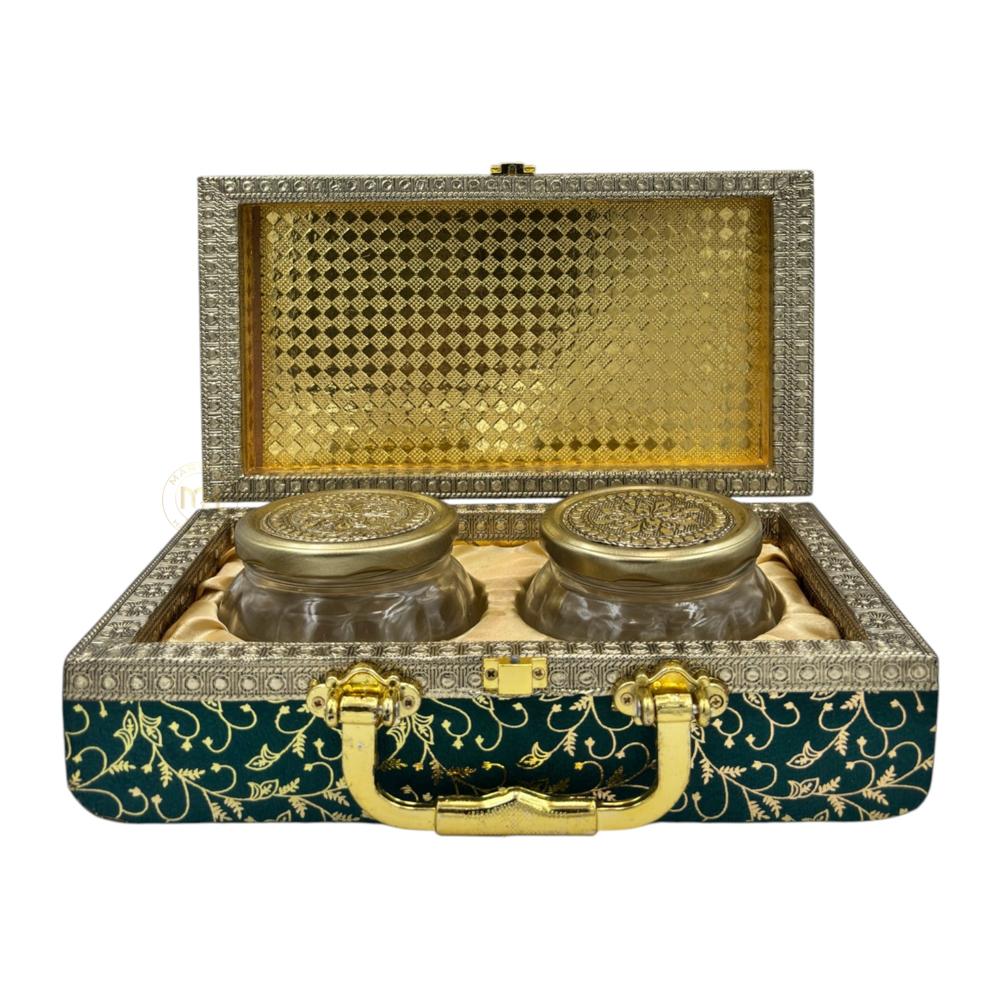 Premium 2 Dry Fruit Jar Set with Designer Meenakari Gift Box for Gifting & Home Decor