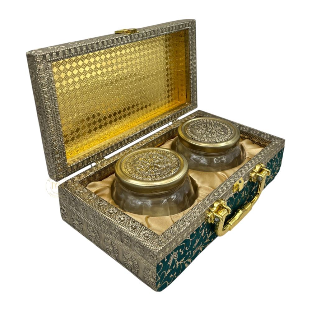 Premium 2 Dry Fruit Jar Set with Designer Meenakari Gift Box for Gifting & Home Decor