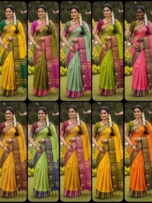 Mercerised Kanjivaram Silk Saree With Zari Border - Pattern: Woven