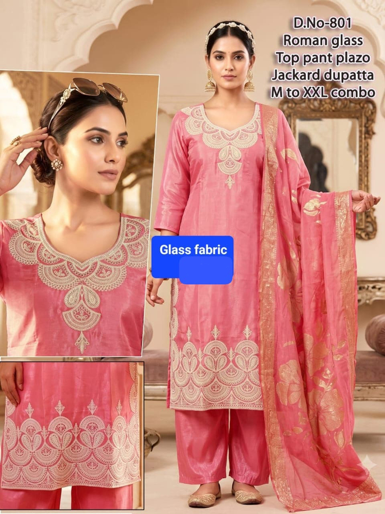 801 Ladies Roman Top And Pant Plazo Set