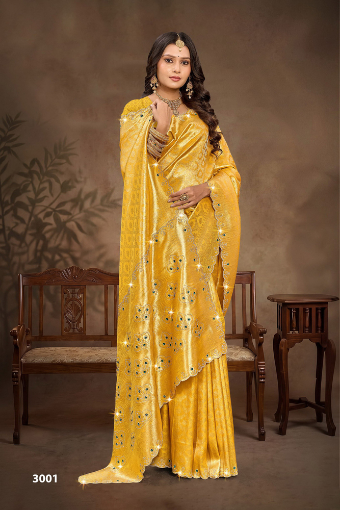 3001 Vibrant Mustard Yellow Juliya Jarkan Saree