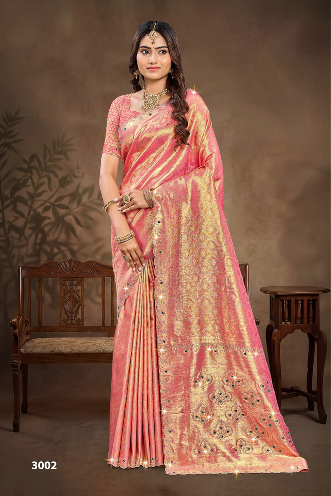 3002 Pink Juliya Jarkan Saree