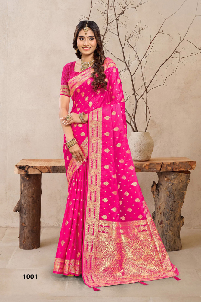 1001 Vibrant Pink Mashuka Mashru Saree