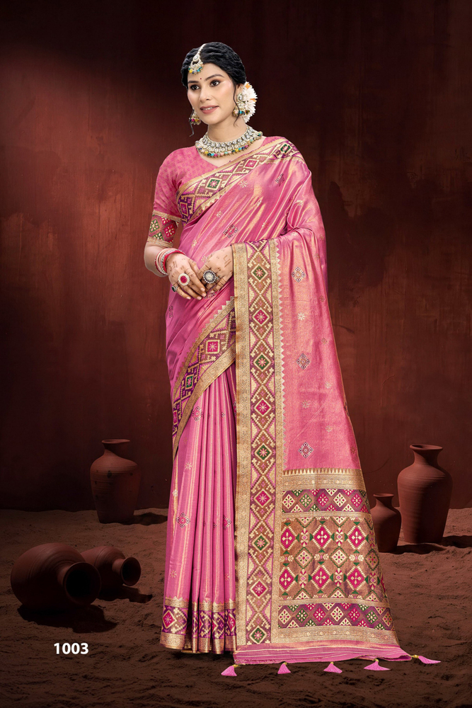 1003 Vibrant Pink Zari Zaveri Saree