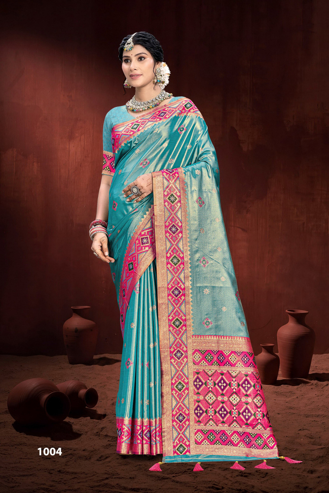 1004 Turquoise Blue Zari Zaveri Saree