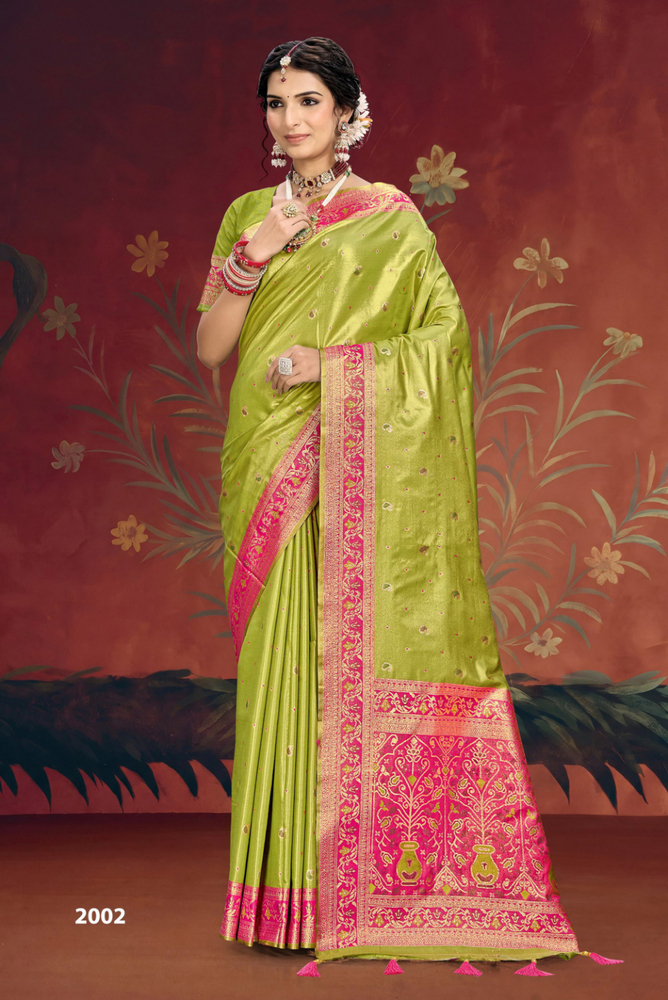 2002 Lime Green Zari Zaveri Saree