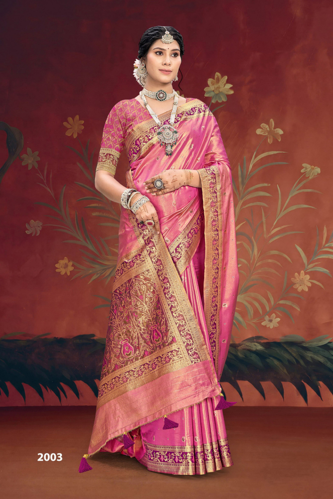 2003 Vibrant Pink Zari Zaveri Saree