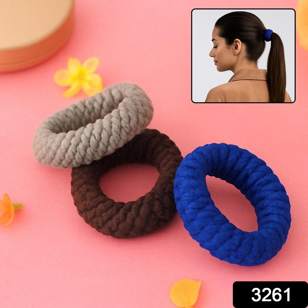 Tyre Shape Hair Rubber Bands Pack Of 3 (Multicolour) Hair Accessories - Application: As Per Product Requirement