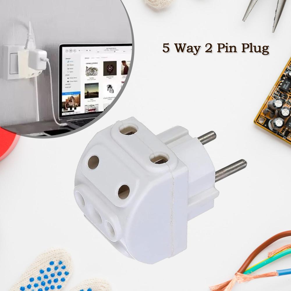 5-Way 2 Pin Multi-Plug Socket / Converter (1 Pc) - Application: As Per Product Requirement