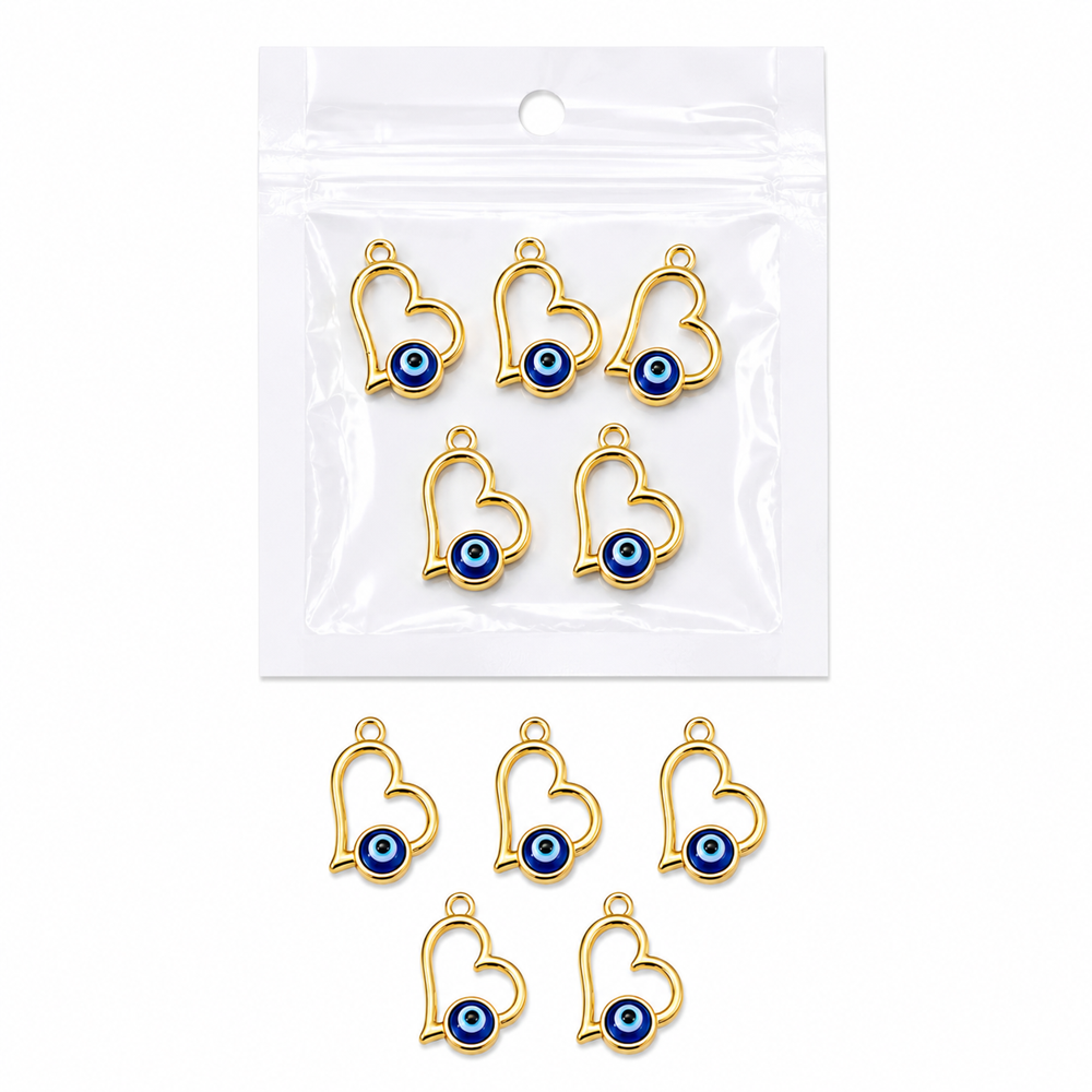 Evil Eye Heart Pendant Charm