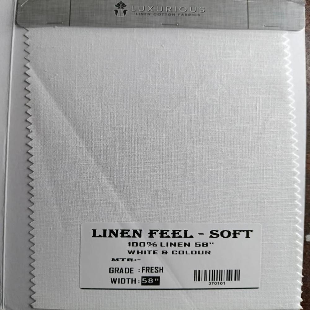 Linen Feel Cotton Linen Shirting Fabric 58" - Color: White Colour