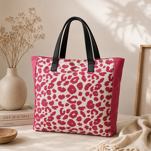 Animal Print Cotton Canvas Tote Bag - Capacity: 15 Kg