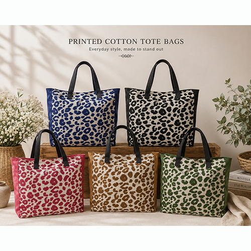 Animal Print Cotton Canvas Tote Bag