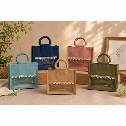 Colorful Jute Lace Trim Gift Hamper Bag - Capacity: 10 Kg