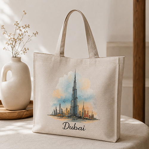 Dubai Printed Cotton Canvas Tote Bag