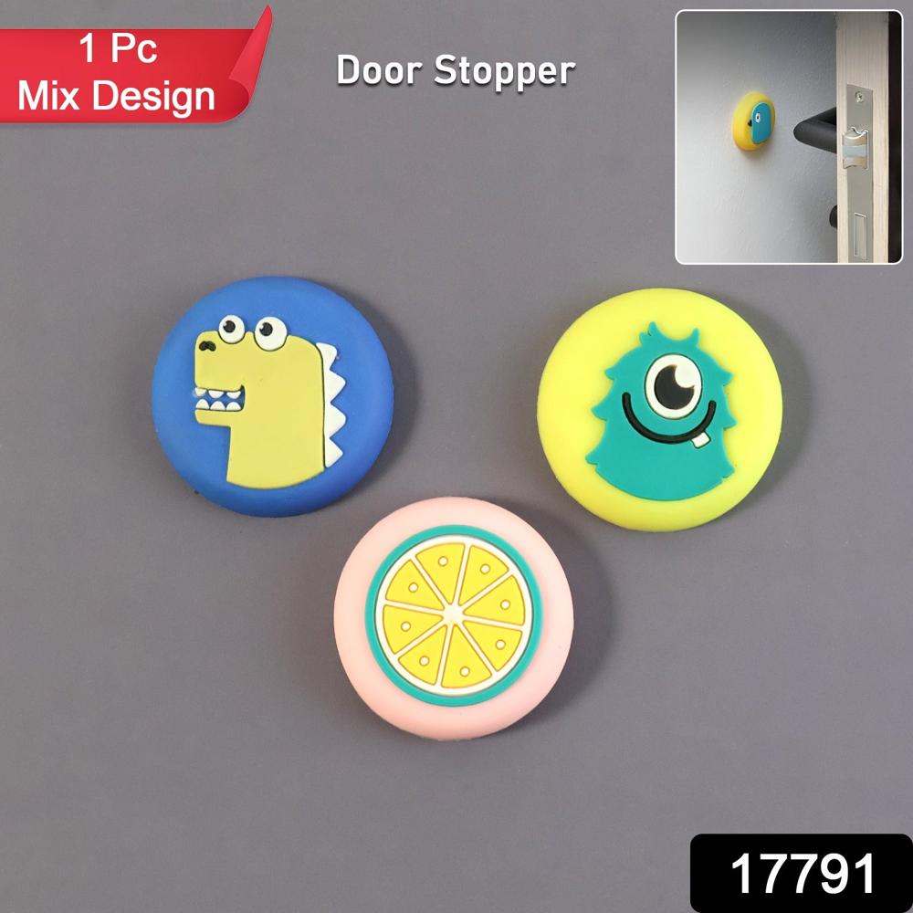 Cute Cartoon & Fruit Design Wall Door Stopper Bumper (1 Pc, Mix Design) - Application: As Per Product Requirement