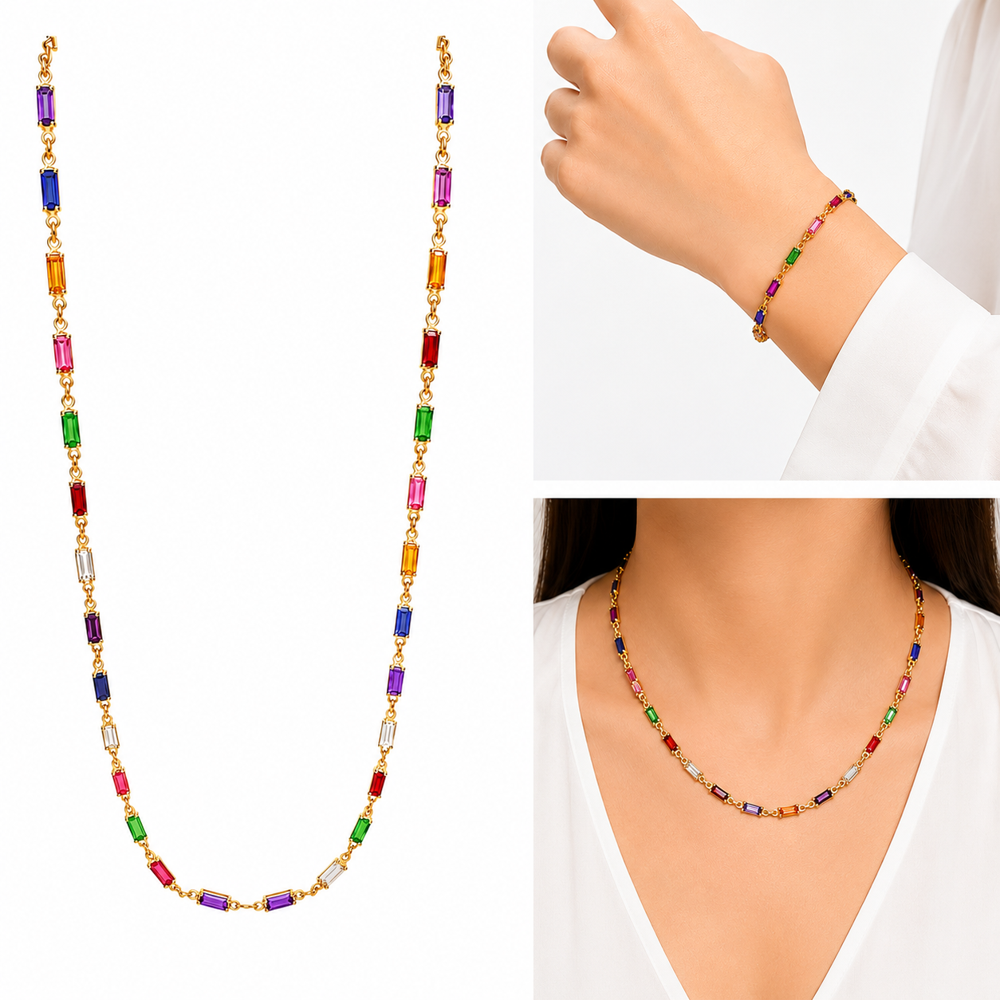 Multicolor Stone Gold Chain