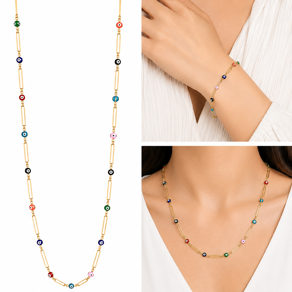 Multicolor Stone Gold Chain