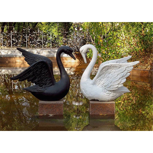 Black And White Baslana Marble Duck Statue 2feet