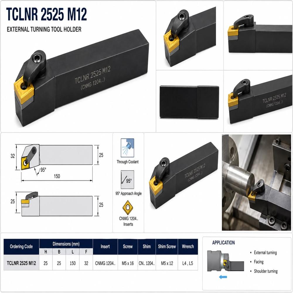 TURNING TOOL HOLDER TCLNR2525M12