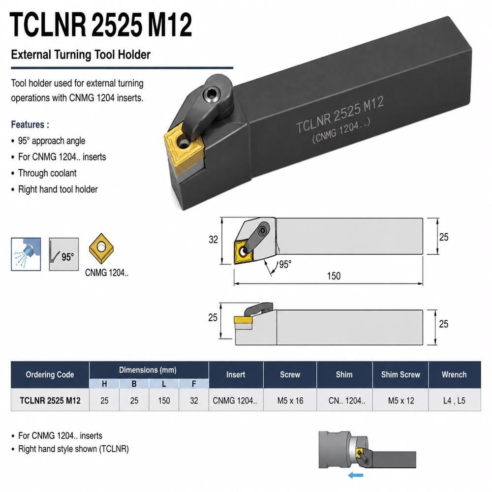 TURNING TOOL HOLDER TCLNR2525M12