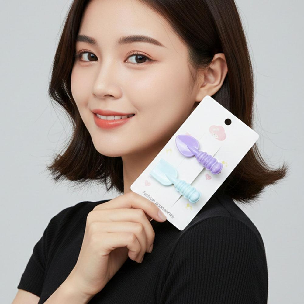 Cute Mini Spade & Leaf Shape Hair Clip Set (2 Pc)