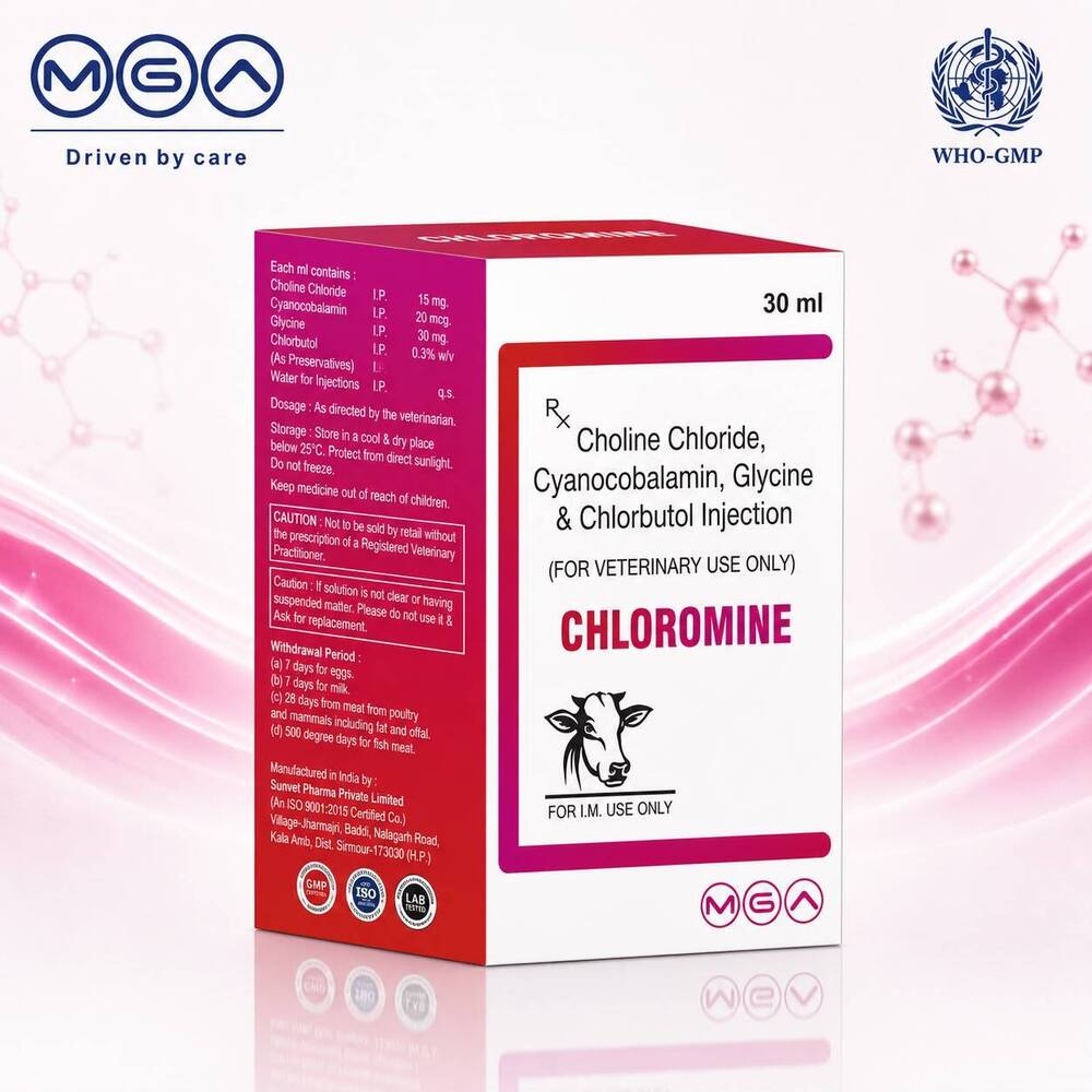 Choline Chloride + Cyanocobalamin + Glycine + Chlorbutol Injection