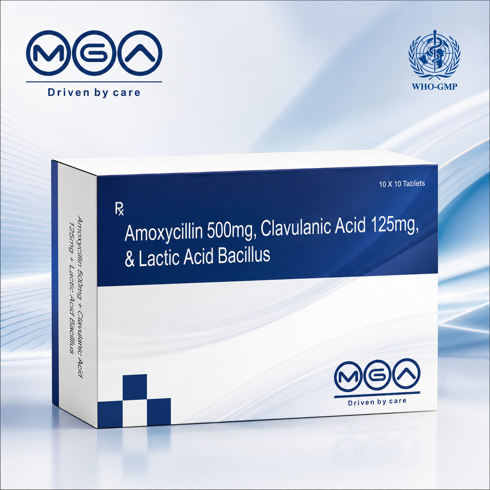 Amoxycillin 500 mg + Clavulanic Acid 125 mg + Lactic Acid Bacillus Tablet