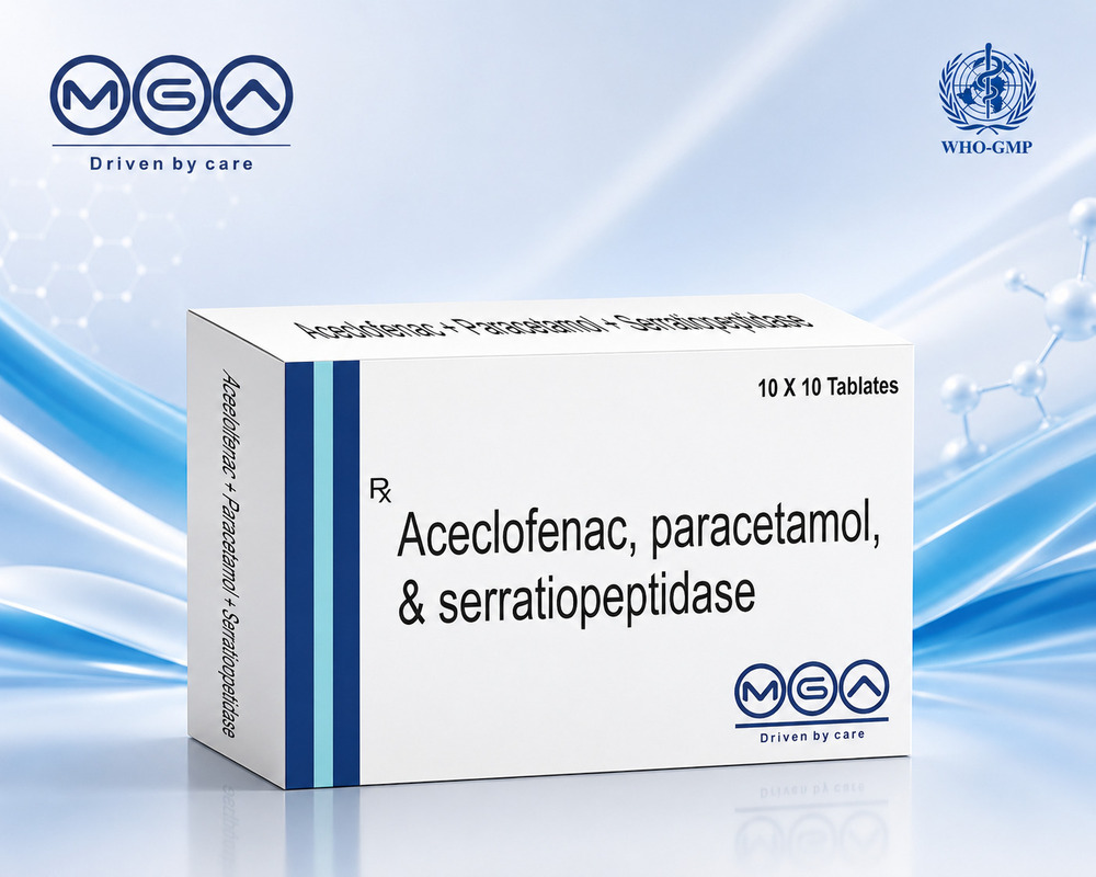 Aceclofenac + Paracetamol + Serratiopeptidase Tablet